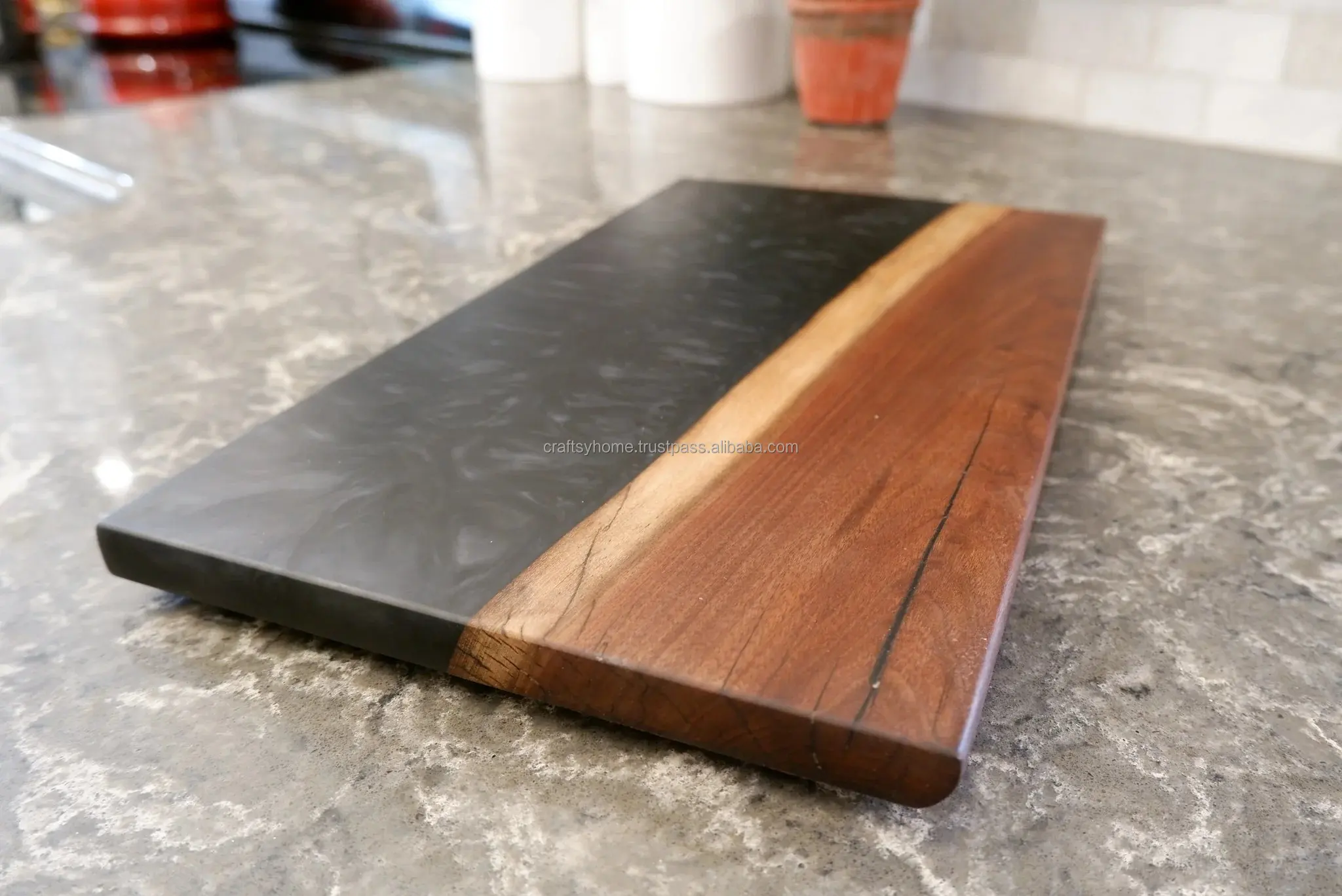 Handmade epoxy resin chopping board with polish for home & kitchen at lower cost acacia wood serving board for wholesale price