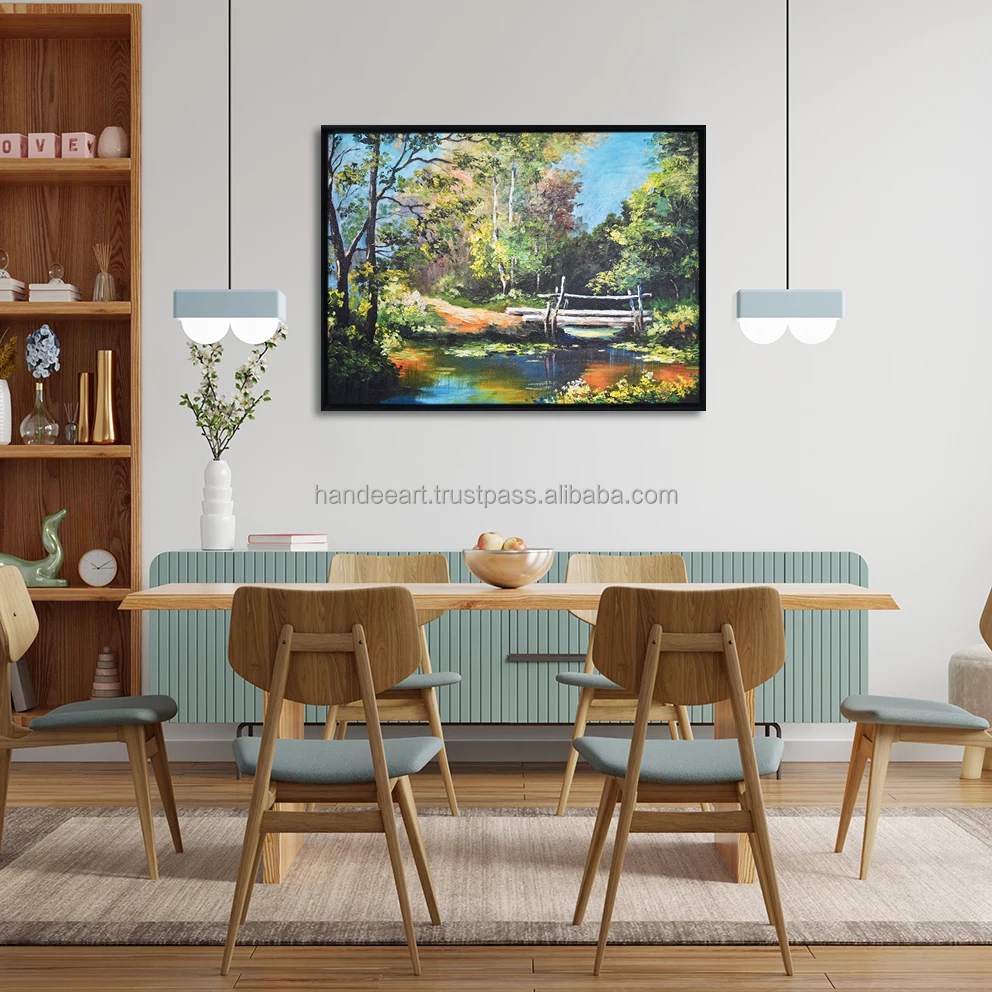 Wholesale Factory Low Price Bridge in The Forest Oil Painting on Canvas Art Print Oil Painting Colors
