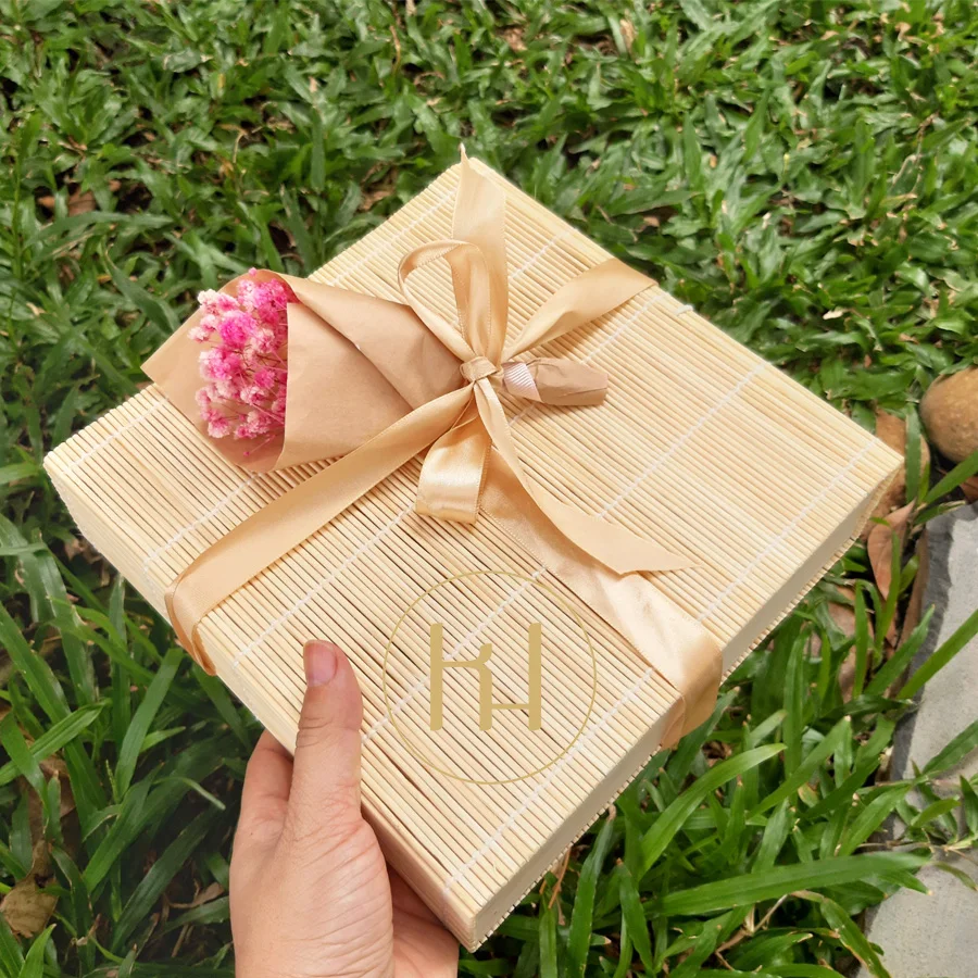 Vietnam Manufacture Hand Woven OEM Logo Christmas Cheap High Quality Lid Amazon Alibaba Packaging Wood Bamboo Gift Box