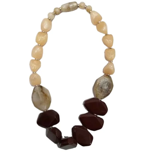 Handmade Resin Chunky Beaded Colored  Short Trendy Necklace With Screw Fittings