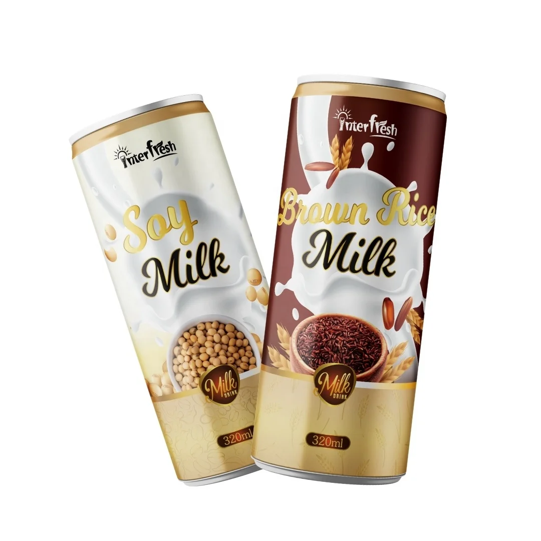 Wholesale High Quality Delicious Healthy Organic 330ml Can Tinned Nut Milk Soy Bean Milk Drink With OEM Service Free Sample