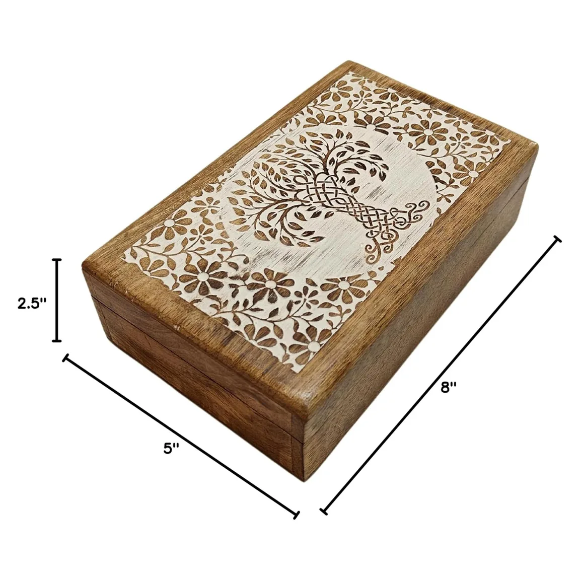 Top Selling Hand Carved Wooden Decorative Box Solid Mango Wood Box for Keepsake Storage, Multipurpose Use Direct Factory Supply