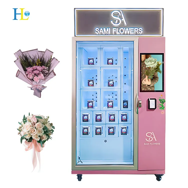 Automatic intelligent Display cabinet Self-Service Cold flower Vending Machine Low-Temperature flowers and plants Vending Unit