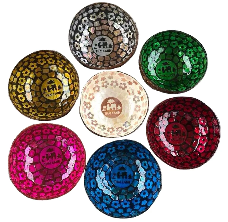 Экологичная чаша из кокосового лака, цветная чаша с различными узорами, чаша Jumbo ручной работы с ложкой, Салатница Acaia bowwl