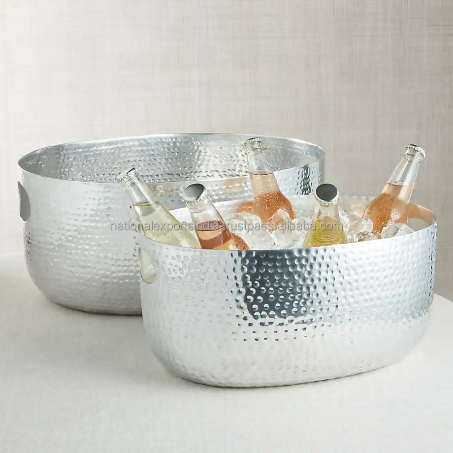 Handmade Wine Good Quality Polishing Hammered Ice storage Buckets Ice Wine Chiller