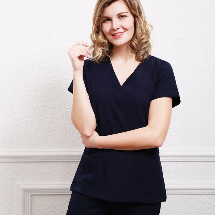  Горячая Распродажа моющаяся мягкая эластичная ткань бордовый медицинский скраб набор медицинская медсестра униформа на заказ Больничная