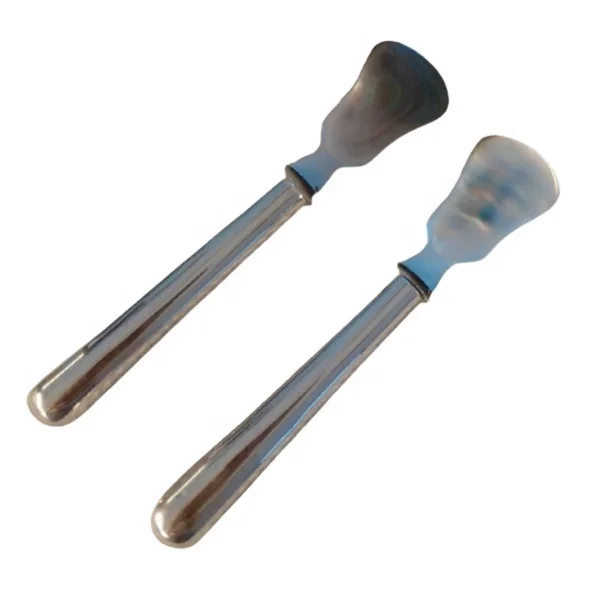 Sea water mother of pearl spoon and silver plated handle for caviar and egg spoons
