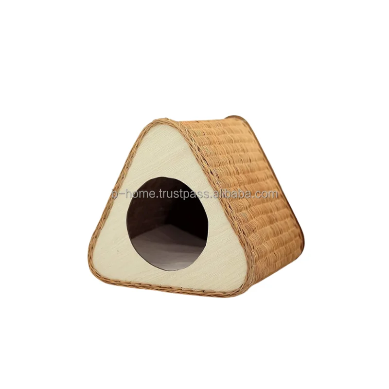 handicraft Rattan Pet House Cat Litter Kennel, Removable and Washable Small Dog Nest Cute Cat Bed Nest Rattan Furniture