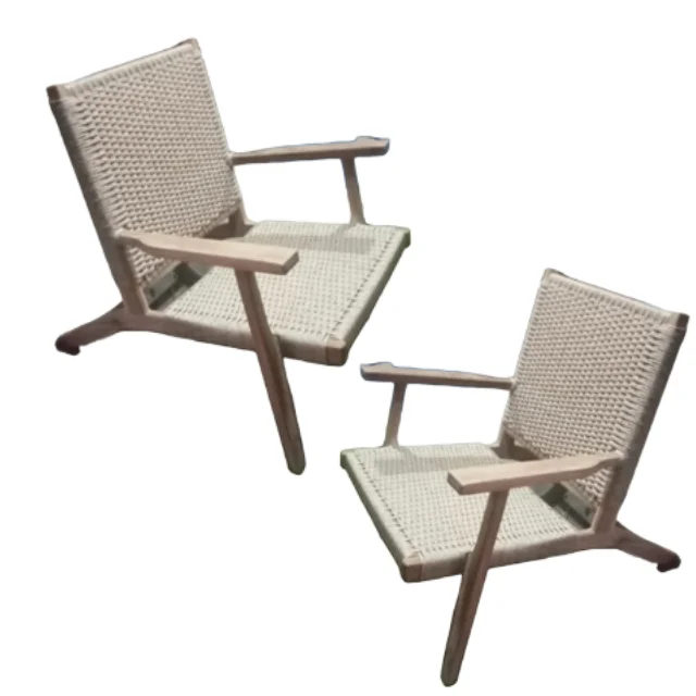 Modern Outdoor Furniture Rattan Chair With Teak Wood Frame For Garden Hotel and Dining Furniture Wholesale Price
