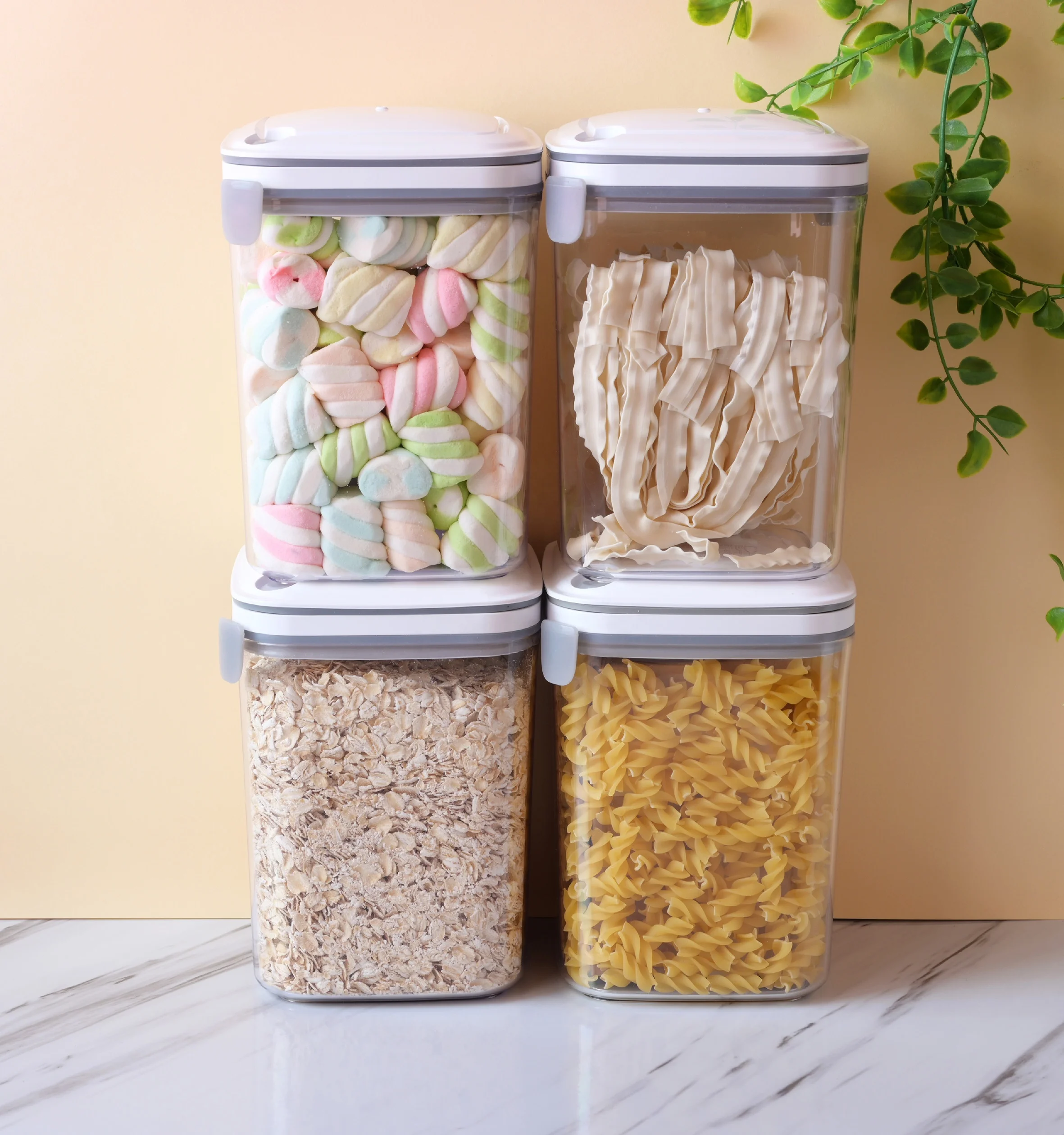 4 шт. Скандинавский дизайн 1.6L пресс тип Вакуумный Герметичный контейнер для кухонных вещей