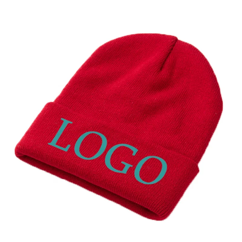 Wholesale unisex 100% Acrylic Winter Hats Custom Jacquard logo Knitted Beanie Hat