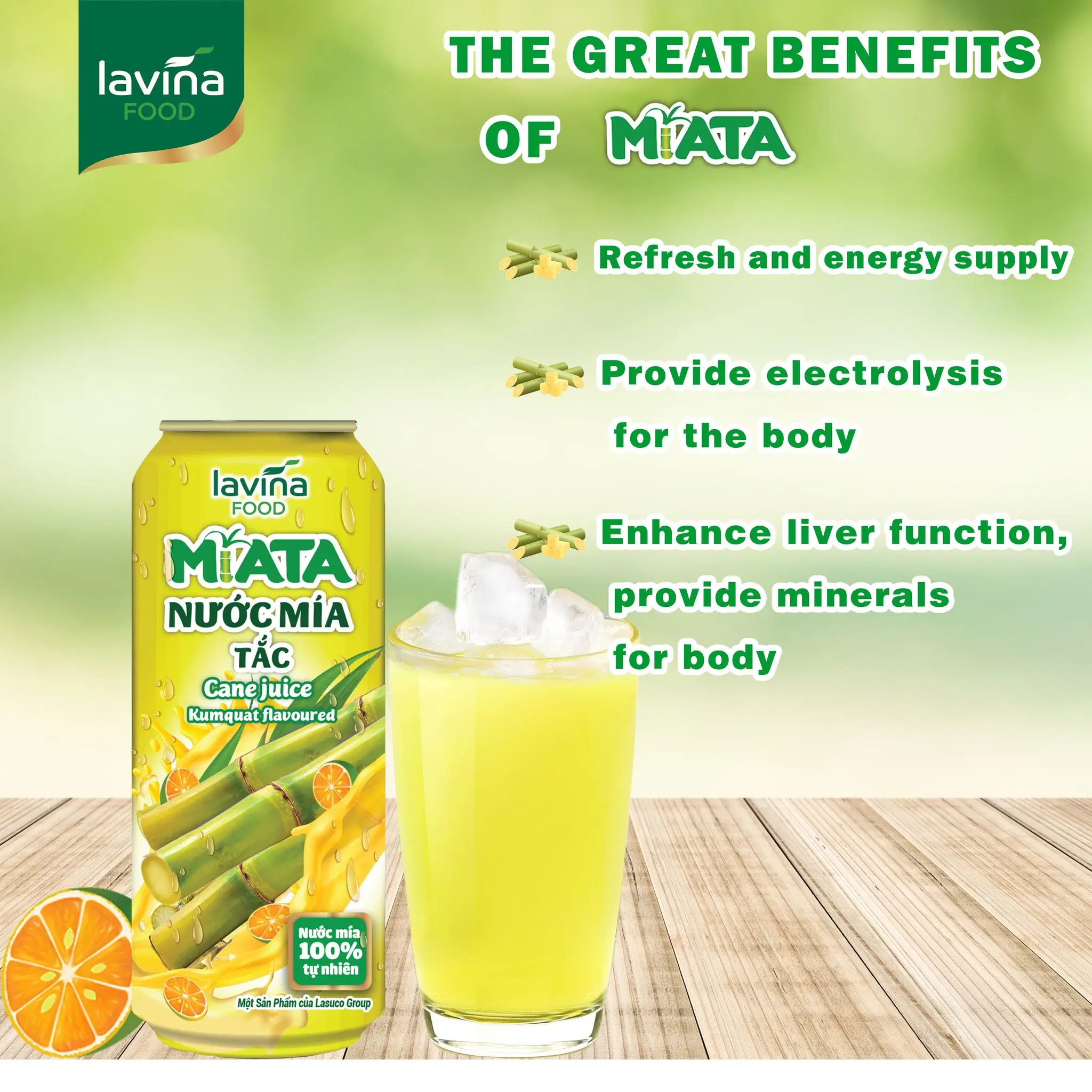 Tropical Natural Juice from Sugarcane Juice Kumquat Flavour 320ml in Can OEM package from Vietnamese Exporter