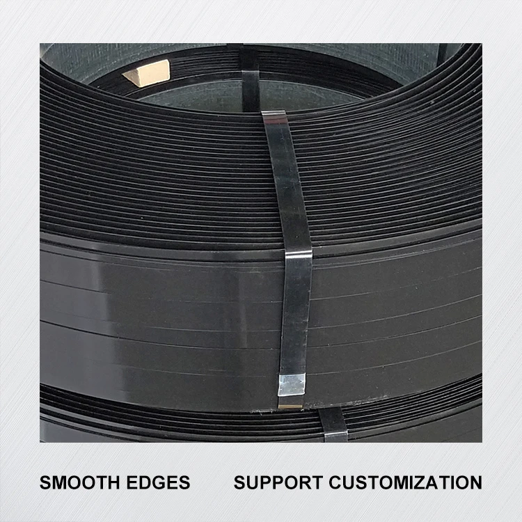 black painted steel strapping waxed metal strapping 450kgs per coil above 900Mpa steel strip regular duty packing band
