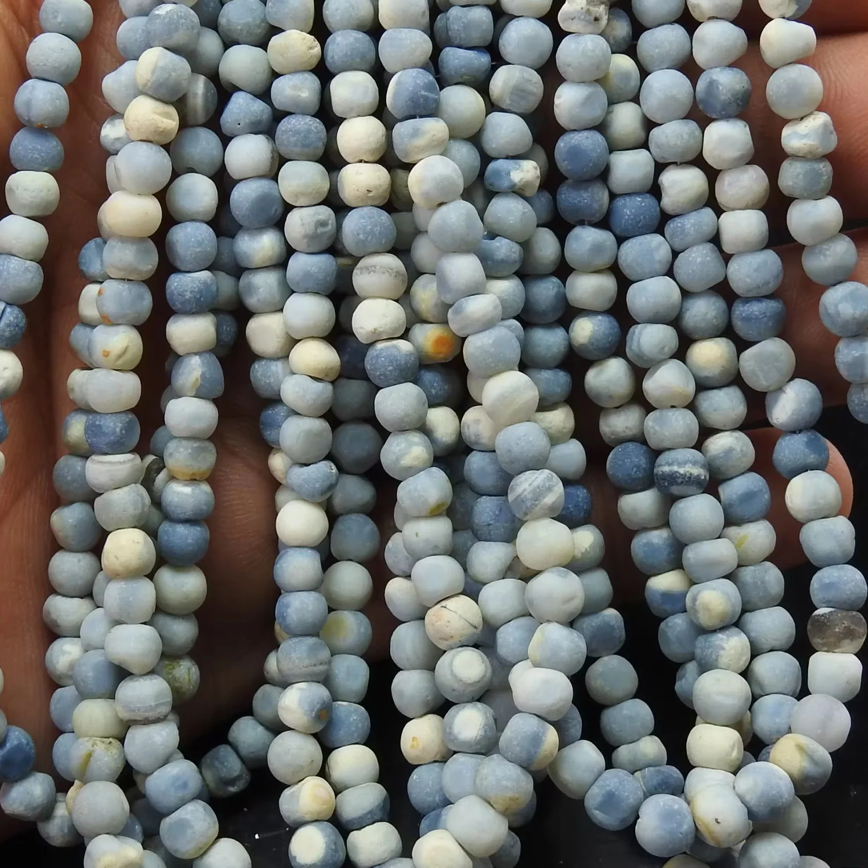Blue Indian Opal Smooth Matte Polished Sphere Ball Round Bead
