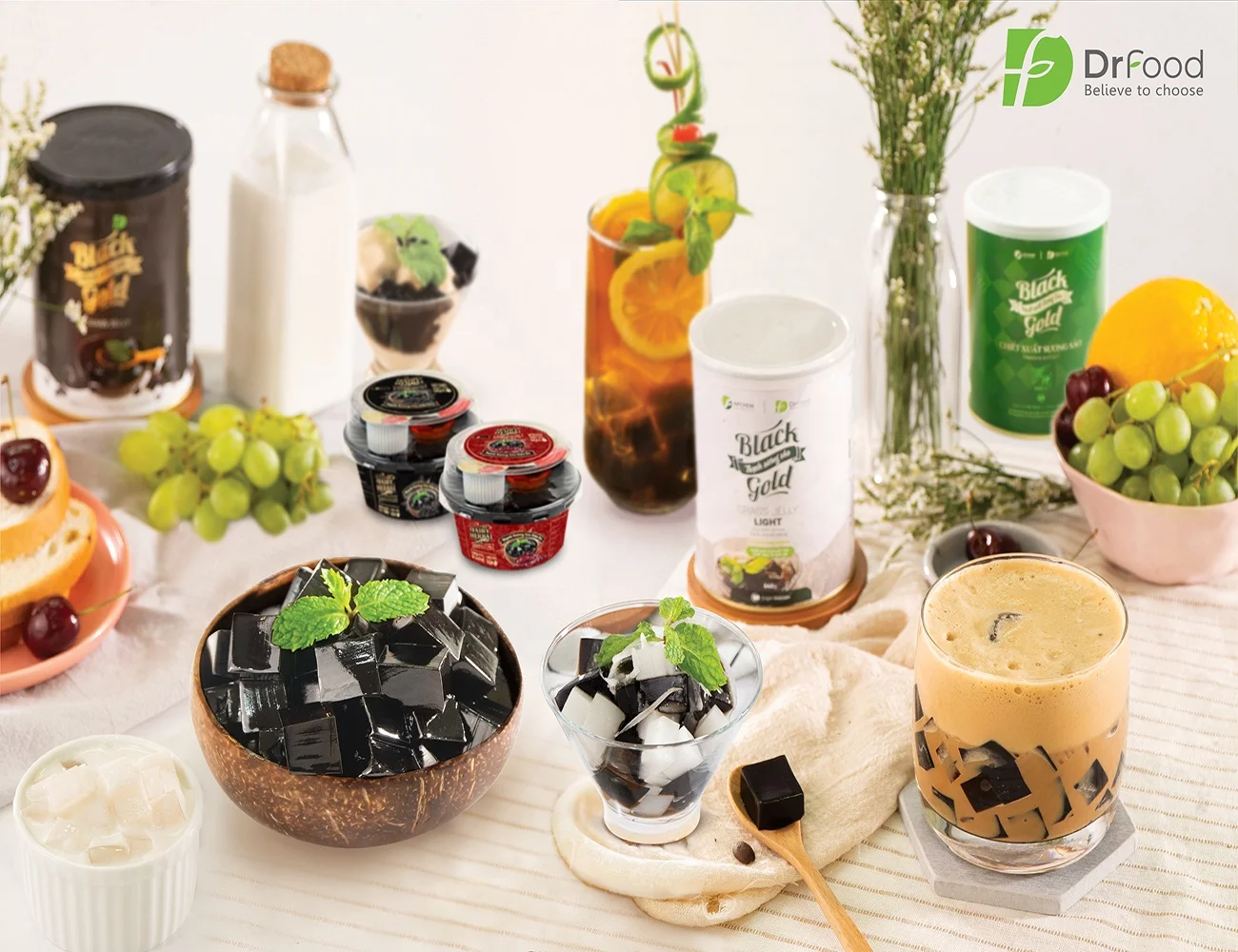 Ready to Eat for mixing with loss weight tea Taiwan High Technology Producing Black Gold Grass Jelly instant jelly in can