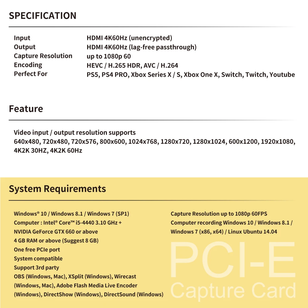 4K Premium Internal Capture Card