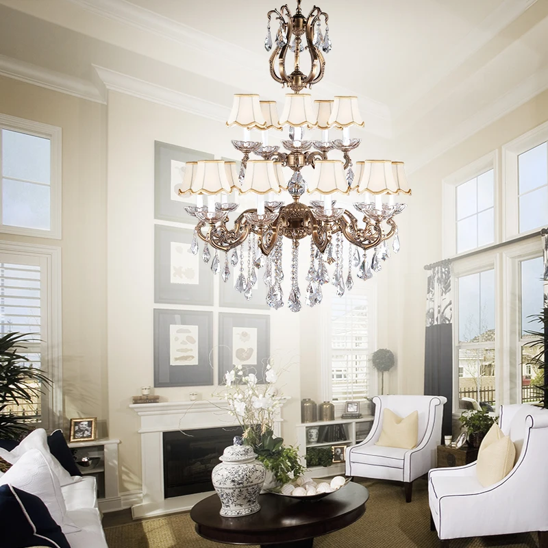 Solid Brass K9 Crystal Luxury Decoration Living Room Vintage Empire Chandelier