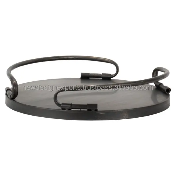 PREMIUM QUALITY Metal 14 inch Round Decorative Tray, Small