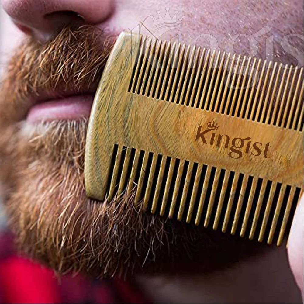 Custom Mens Beard Pocket Comb Beard Grooming Kit Wood Wide & Fine Tooth Beard Comb Kit Wholesale Private Label
