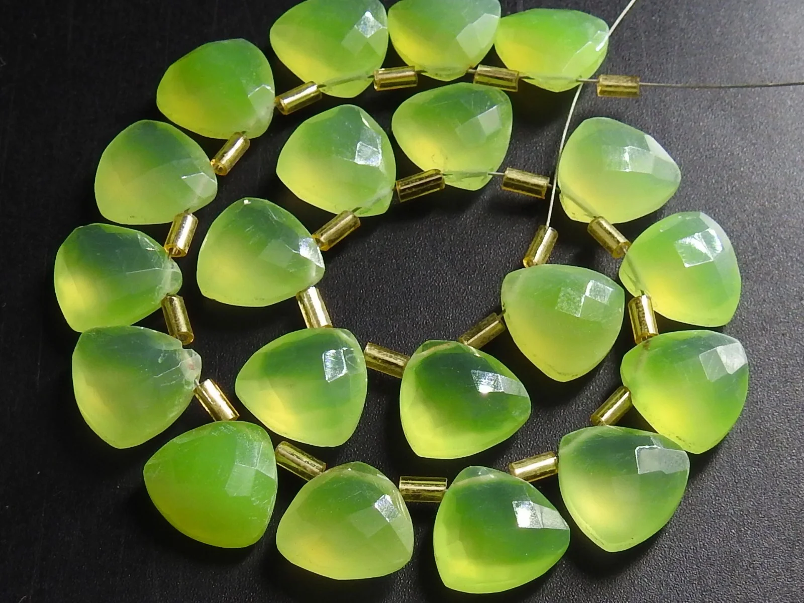 Prehnite Green Chalcedony Faceted Trillions Briolette Earrings Pair For Making Jewelry Handmade Loose Stone 12X12MM