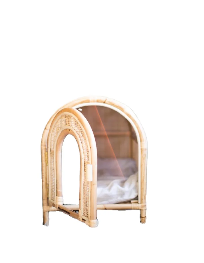 Sustainable Pet House rattan natural hand woven dog bed rattan pet bed Natural Rattan bed for pet handmade in Vietnam GTC26