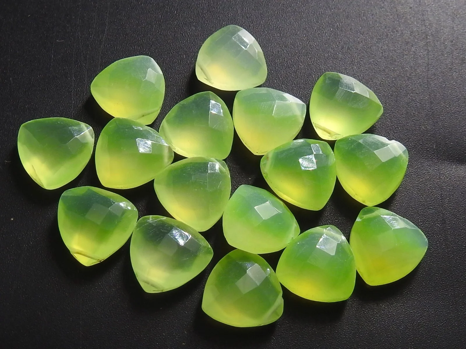 Prehnite Green Chalcedony Faceted Trillions Briolette Earrings Pair For Making Jewelry Handmade Loose Stone 12X12MM