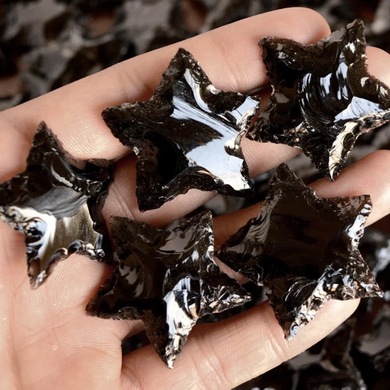Obsidian Star Crescent Star Crystals For Making Jewelry Crescent Moon Jewelry Making.jpg