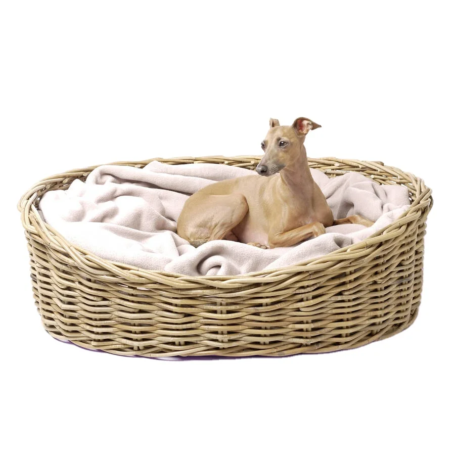 High Quality Pet House Rattan Basket/ Wicker Rattan Dog Cat House Pet Carrier Basket