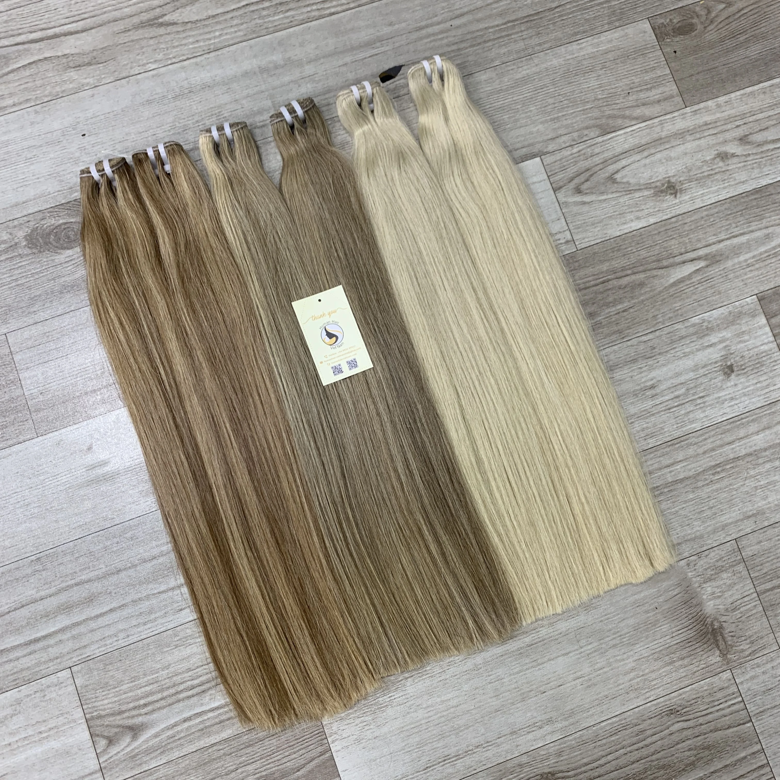 New Arrival Wholesale Piano and Ash Highlight Long Blonde Vietnamese Weft Human Hair Extensions