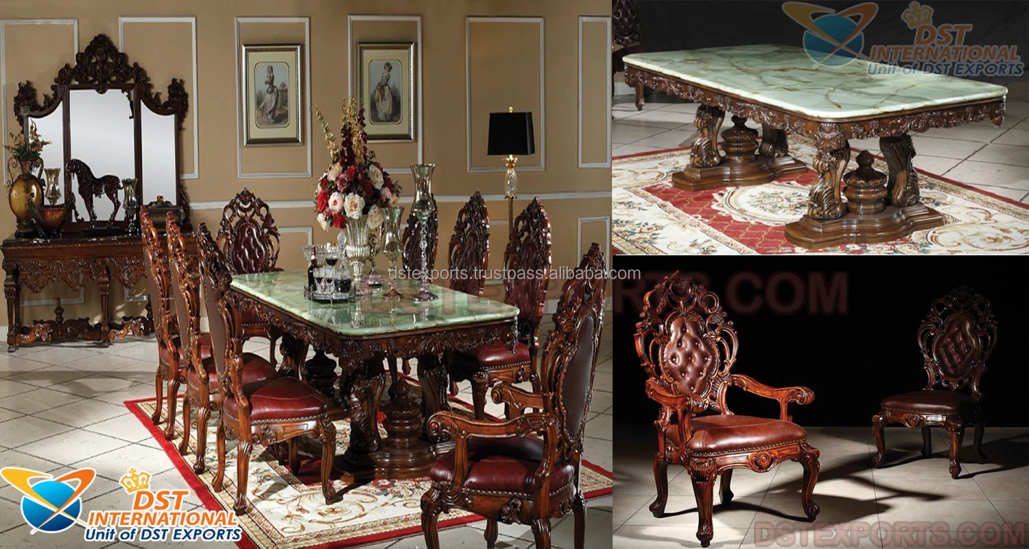 Набор итальянский антикварного золотого обеденного стола на 10 мест роскошный дизайн набор из 10-местного купить Королевский для ручной работы