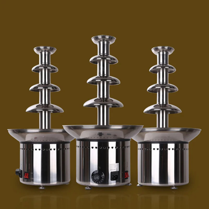 Large Electric Double Tower 7 Tier Champagne Stainless Steel Wireless Chocolate Melting Fondue Fountain Melters Machines