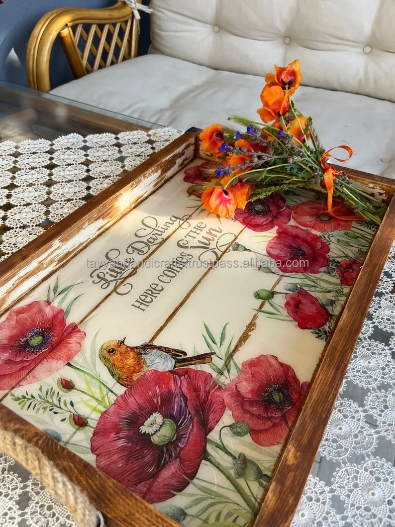 Unique wooden Serving Tray with Timer for Efficient Meal Preparation and Serving very reasonable price from India