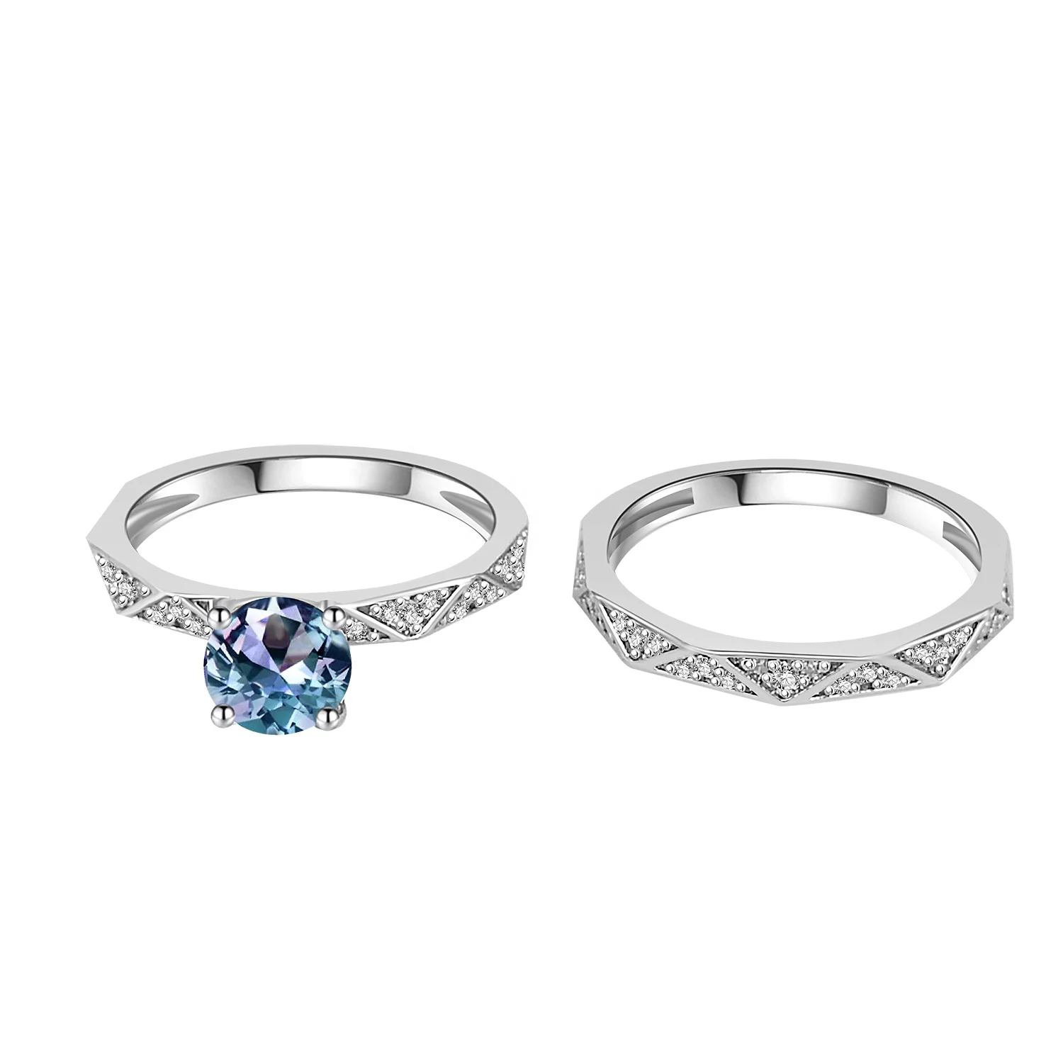 925 Sterling Silver Color Change Alexandrite Luxury Wedding Engagement Stack Ring Set Women Jewelry 2022 Destiny Jewellery