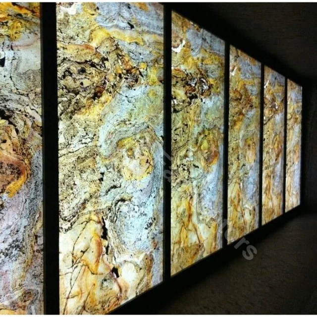 Outdoor Decoration Indian Autumn Translucent Light Pass Stone Veneer Sheet Wall Tiles Rusty Slate Stone