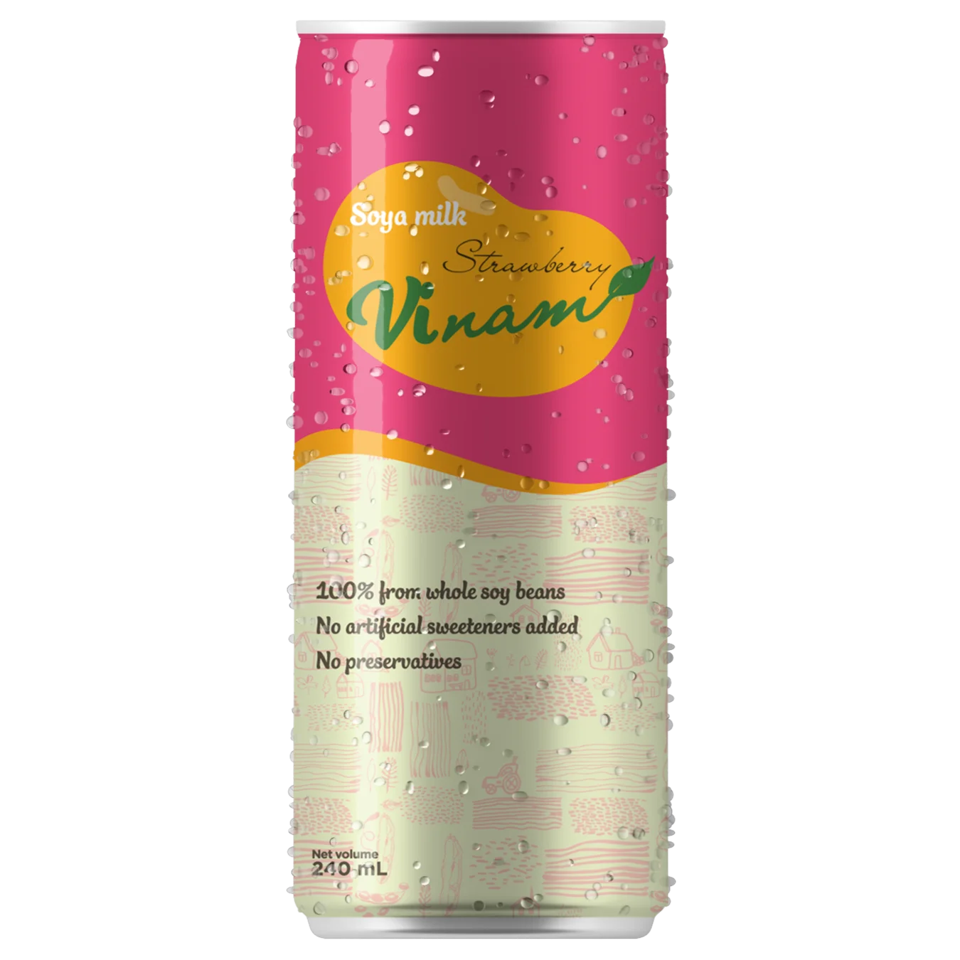 Vinam RTD Soy Milk black sesame flavor 240ml aluminum can OEM ODM