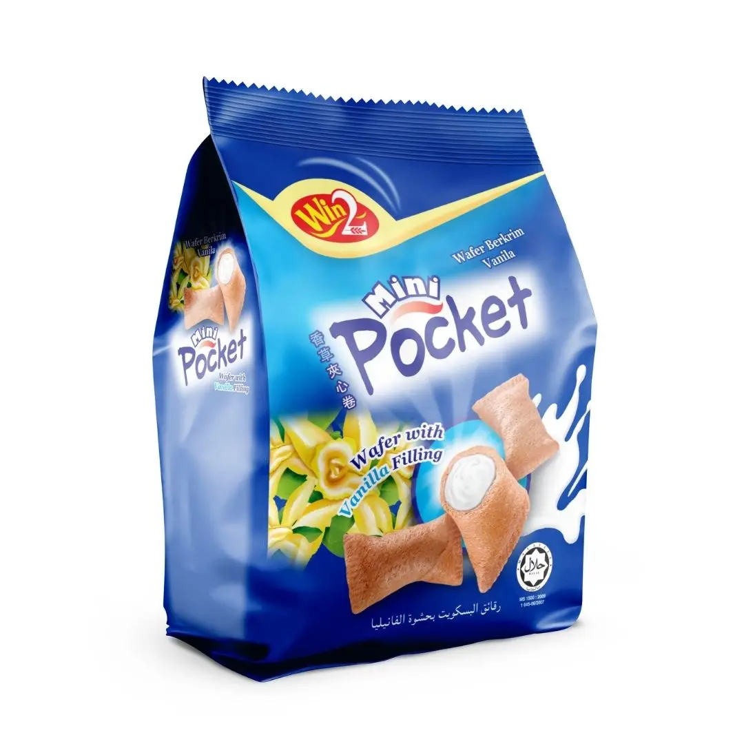 WinWin Snacks Delicious Mini Pocket Vanilla Flavored Wafer Biscuits 50g Wholesale Popular Sweet Quick Snacks
