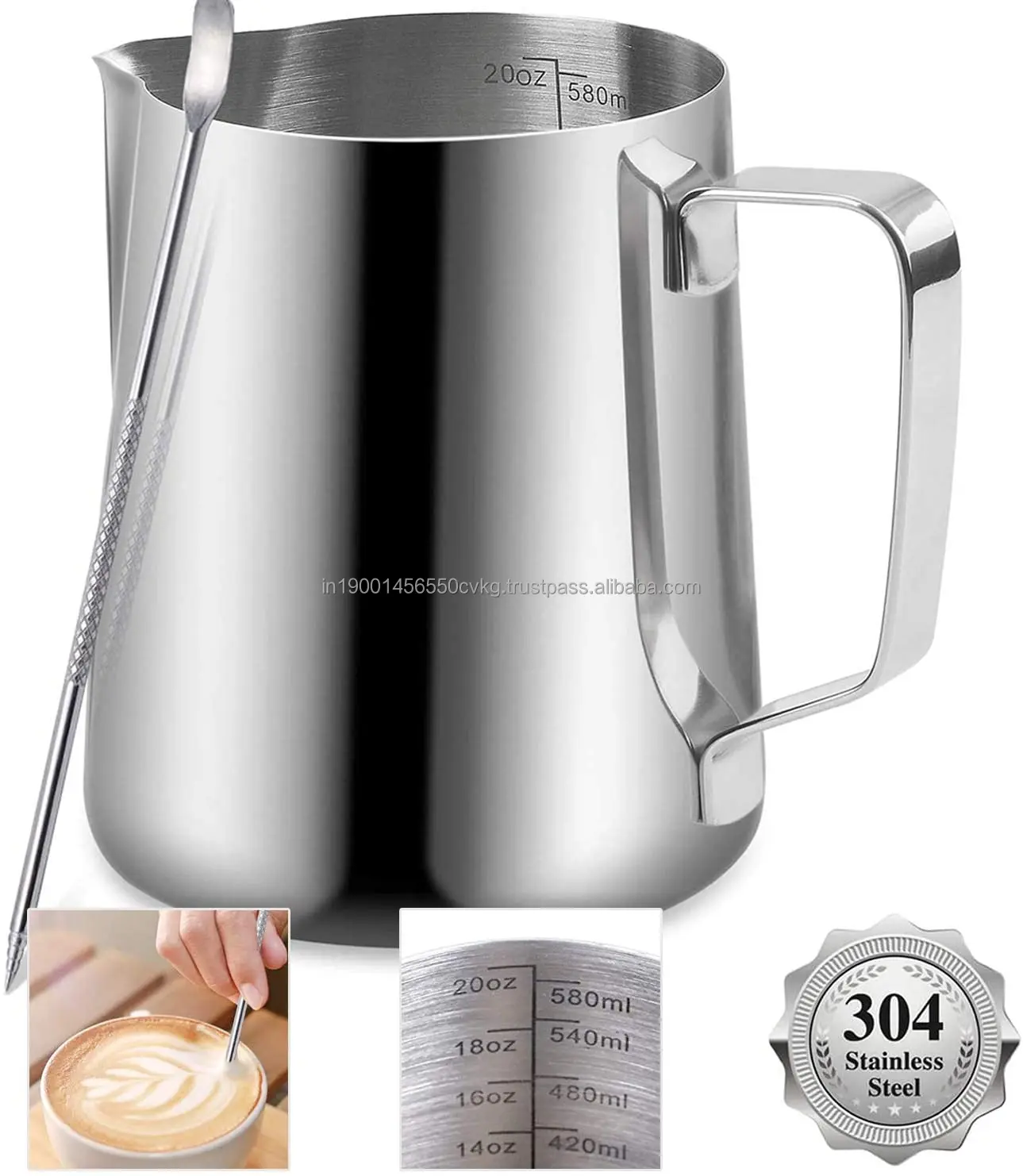 Espresso Machine Accessories Milk Frothing Pitcher  Milk Coffee Cappuccino Latte Art  silver ware Stainless Steel Jug