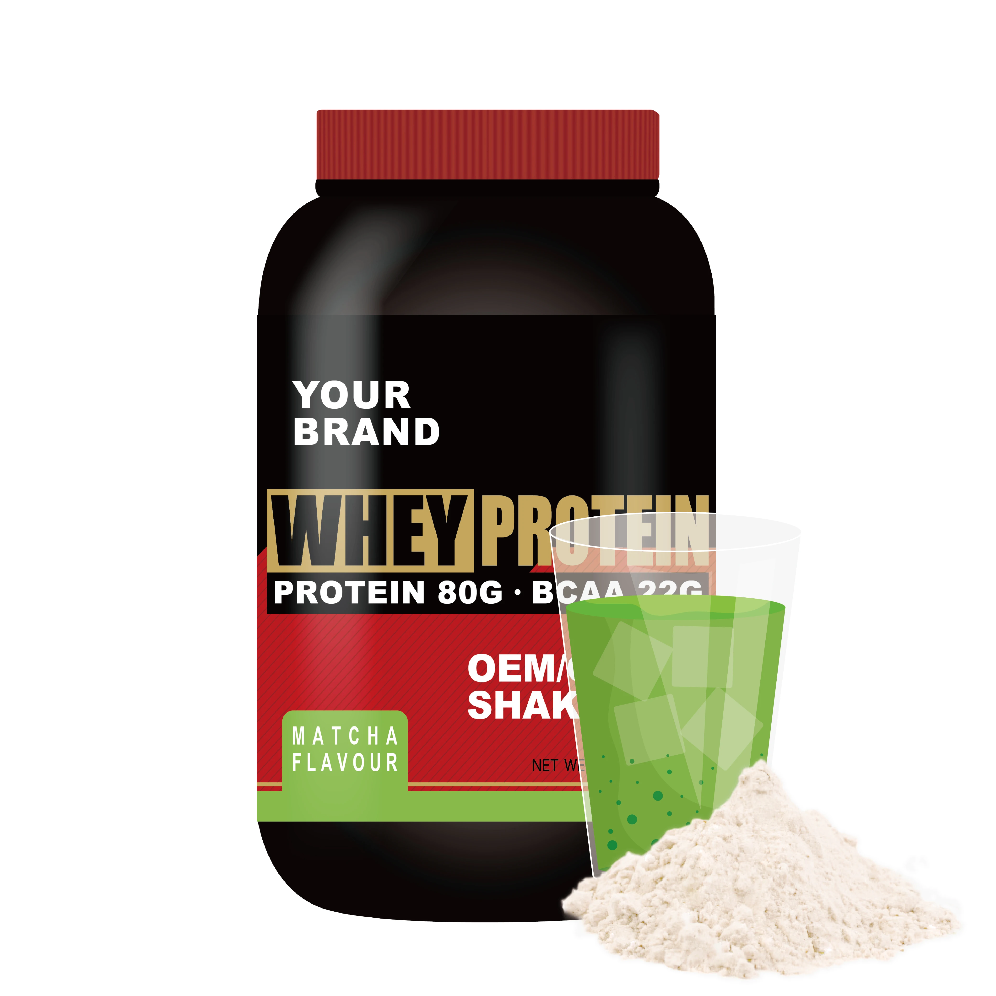 Customize whey protein powder 100% whey matcha Flavor 2LB