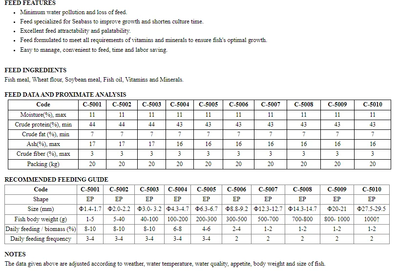 Feed specialized for Seabass fish - UP SEABASS FEED - for seabass fish 20kg/bag export from Vietnam good quality