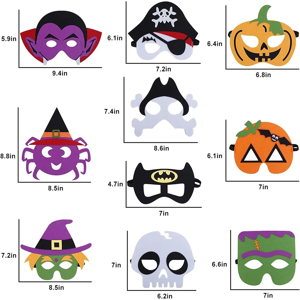 Custom Props Cartoon halloween felt and elastic superhero masks party face mask for kids
