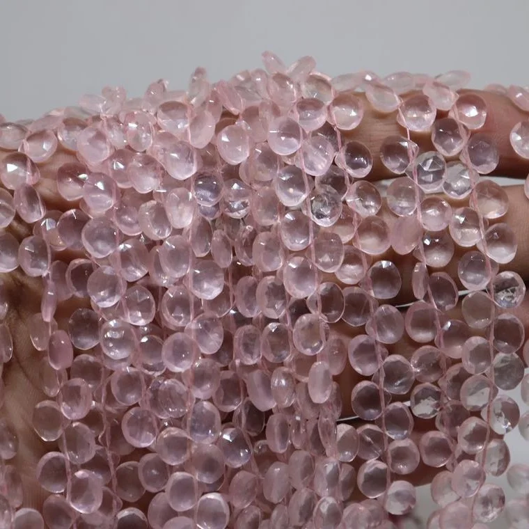 High quality Top Drilled Heart Shape Faceted Beads Rose Quartz Heart Beads Jewelry Making Beads