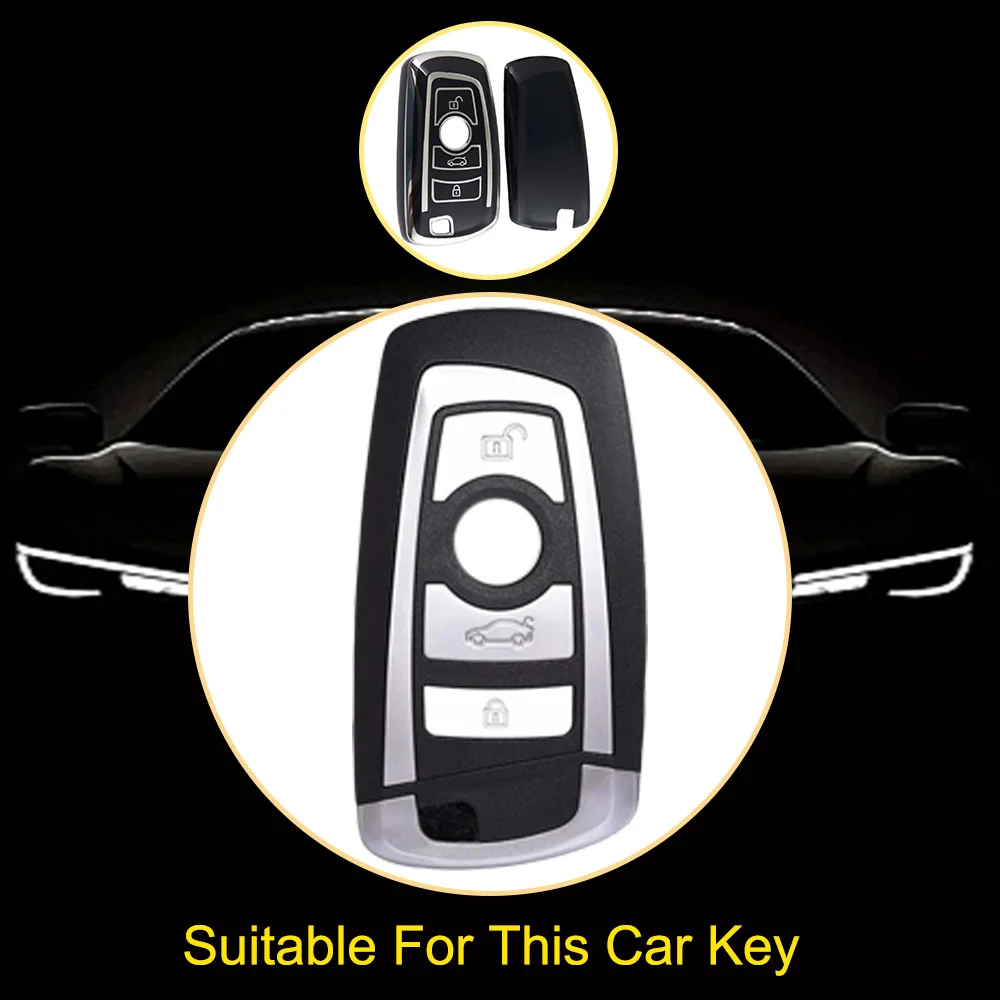 Innofit BMC3 Car Key Shell TPU High Quality Factory For BMW Series 5 3 New Fashion Simple Silver Edge Auto Accessory