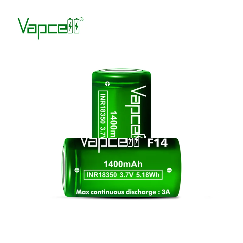 Best selling Vapcell F14 1400mAh 3A INR18350 Li-ion Battery 3.7V Lithium ion battery for flashlight