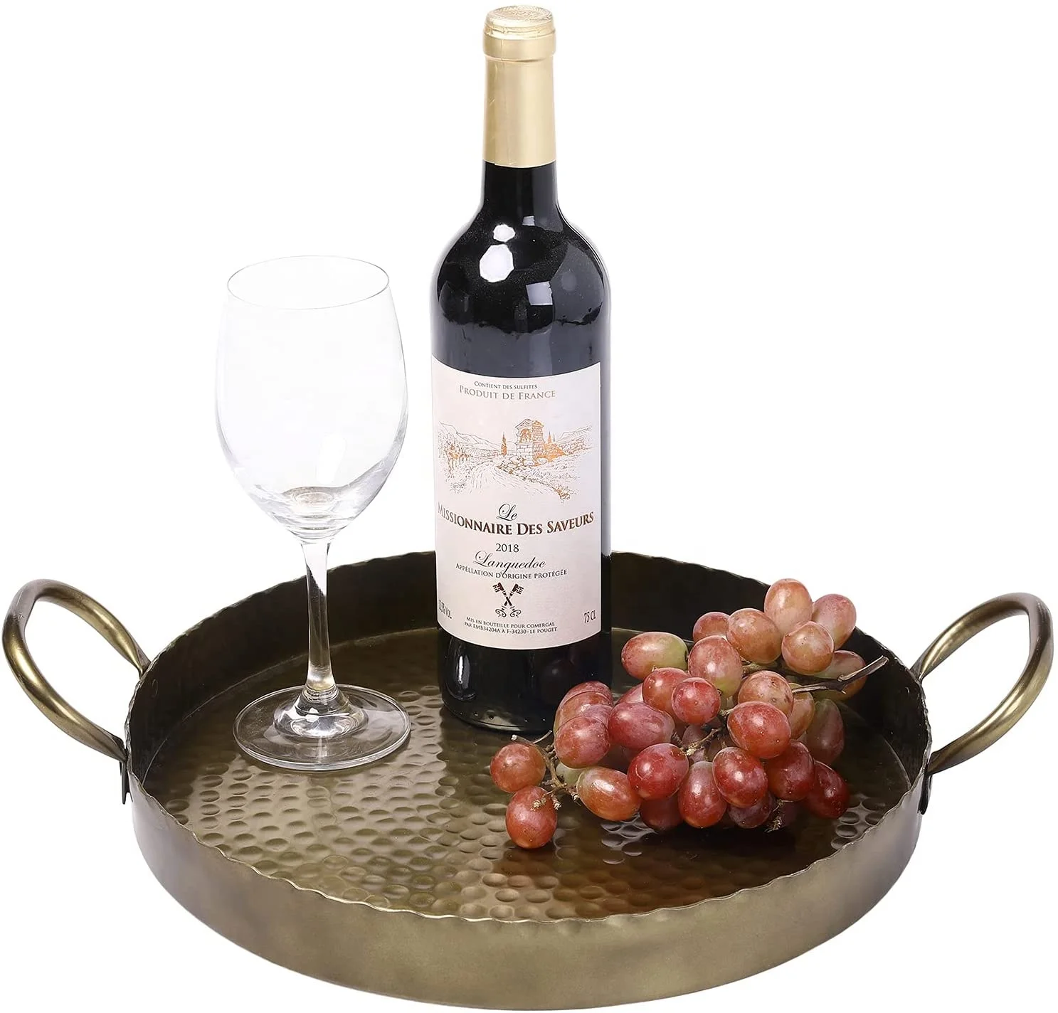 2 Tier Galvanized Cake Stand, Rustic Handmade Black Metal & Mango Wood Oval Serving Cupcake Display Stand