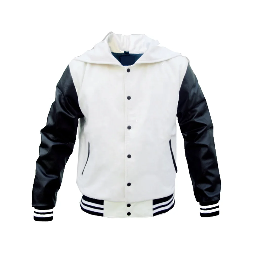 Куртка varsity на заказ/белая кожаная куртка с рукавами черная Шерстяная Letterman