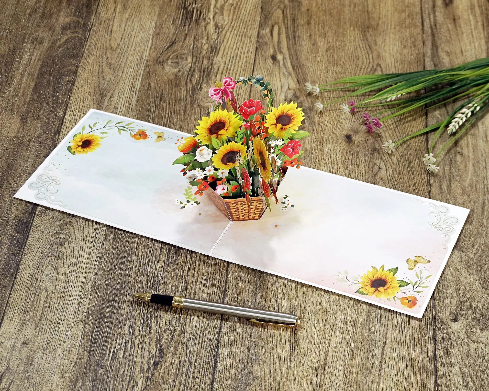 Paper Art vase Flower 3D Pop-up cards for Birthday day or Mother Day Wholesale