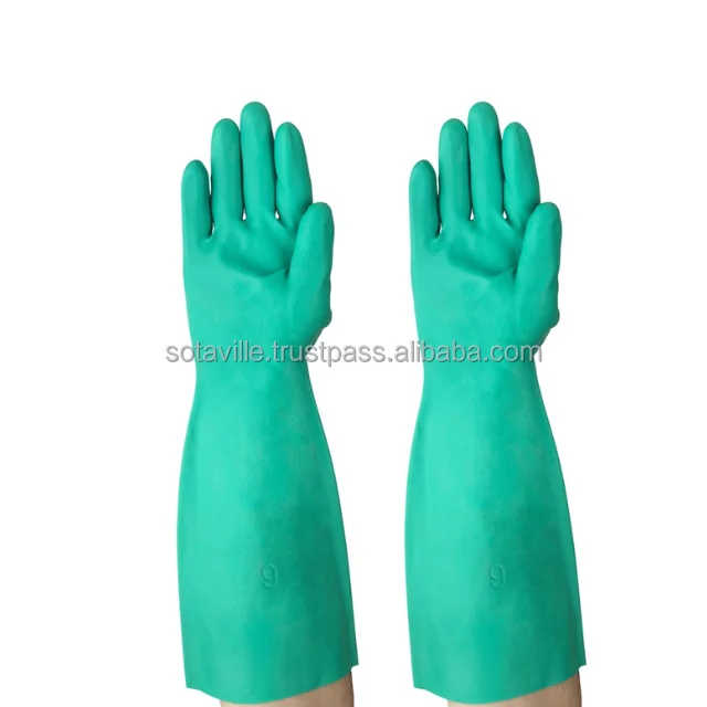 Top Sale Green Safety Gloves with Chemical Protection, Anti-static, Puncture-resistant and Abrasion-resistant From Vietnam