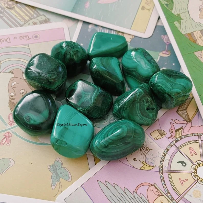 Natural Green Malachite Crystal Tumbled Stones Polished Malachite Crystal Tumbled Stones Malachite Healing Tumble Stone