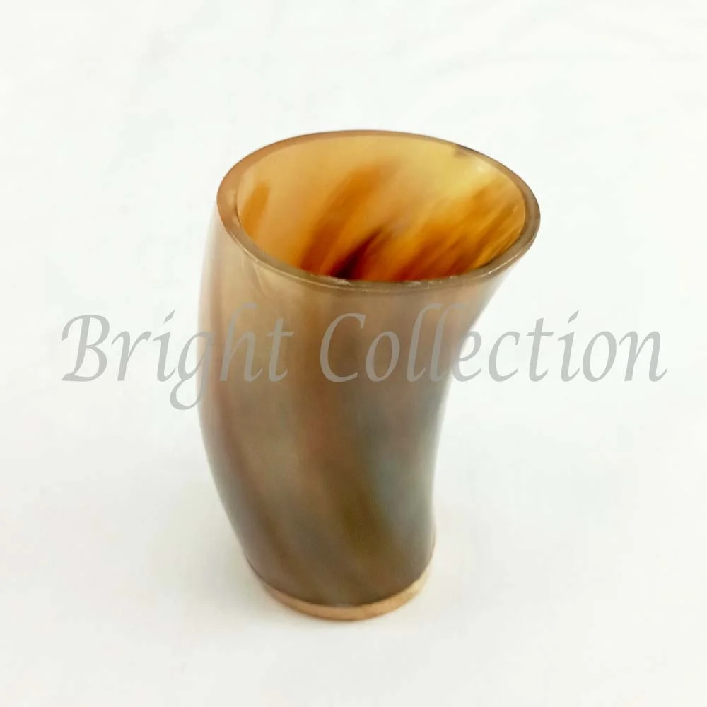 White Natural Color Cow Horn Decorative Round Edge Natural Buffalo Horn Beer Mug Viking Drinking Horn Tankard Mug/Cup Carved