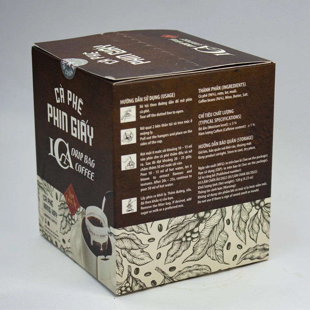 Drip Bag Coffee 10 bags in box Good Choice Distinctive Flavour Ingredients Used For Preparation ISO HACCP OEM/ ODM Custom Packin